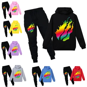 

Children's spring and autumn hoodies + trousers boys PRESTONPLAYZ color 3d printing Preston Playz girl tops kids clothes suit