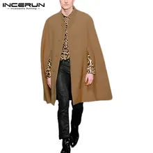 INCERUN, Мужская ветровка, модный однотонный плащ с отворотами, куртки, повседневный уличный свободный однобортный мужской кардиган, Тренч