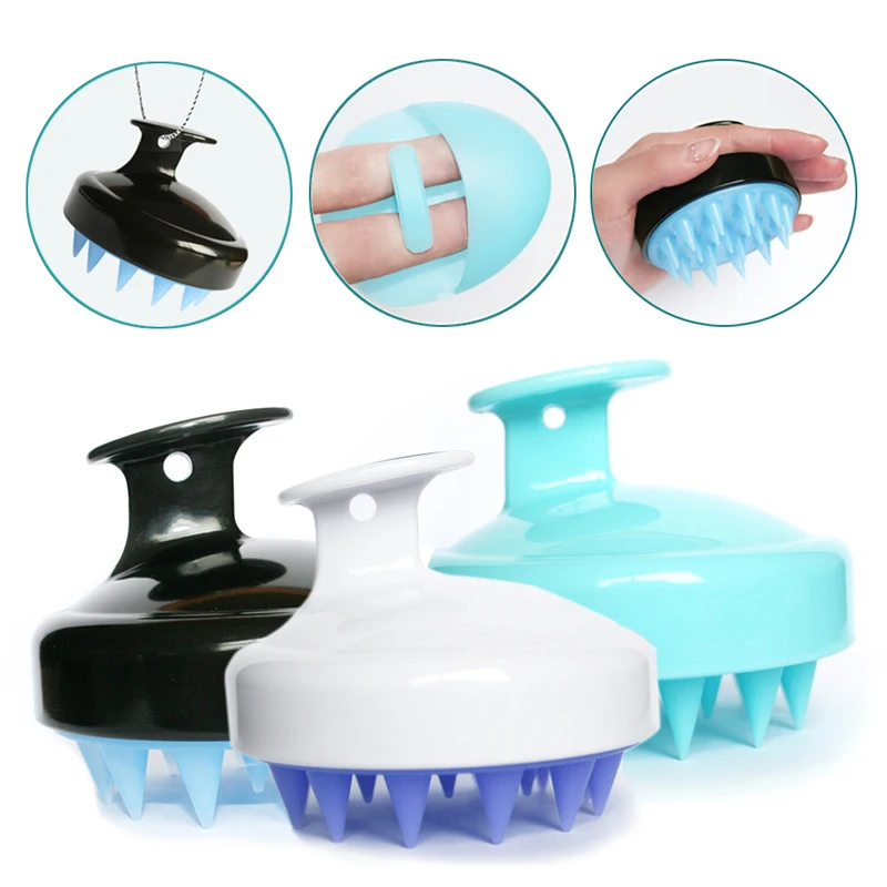 

Silicone Shampoo Brush Set With Drawstring Bag Massage Hair Brush Shower Bath Comb Soft Washing Comb Wide Tooth 3 Colors