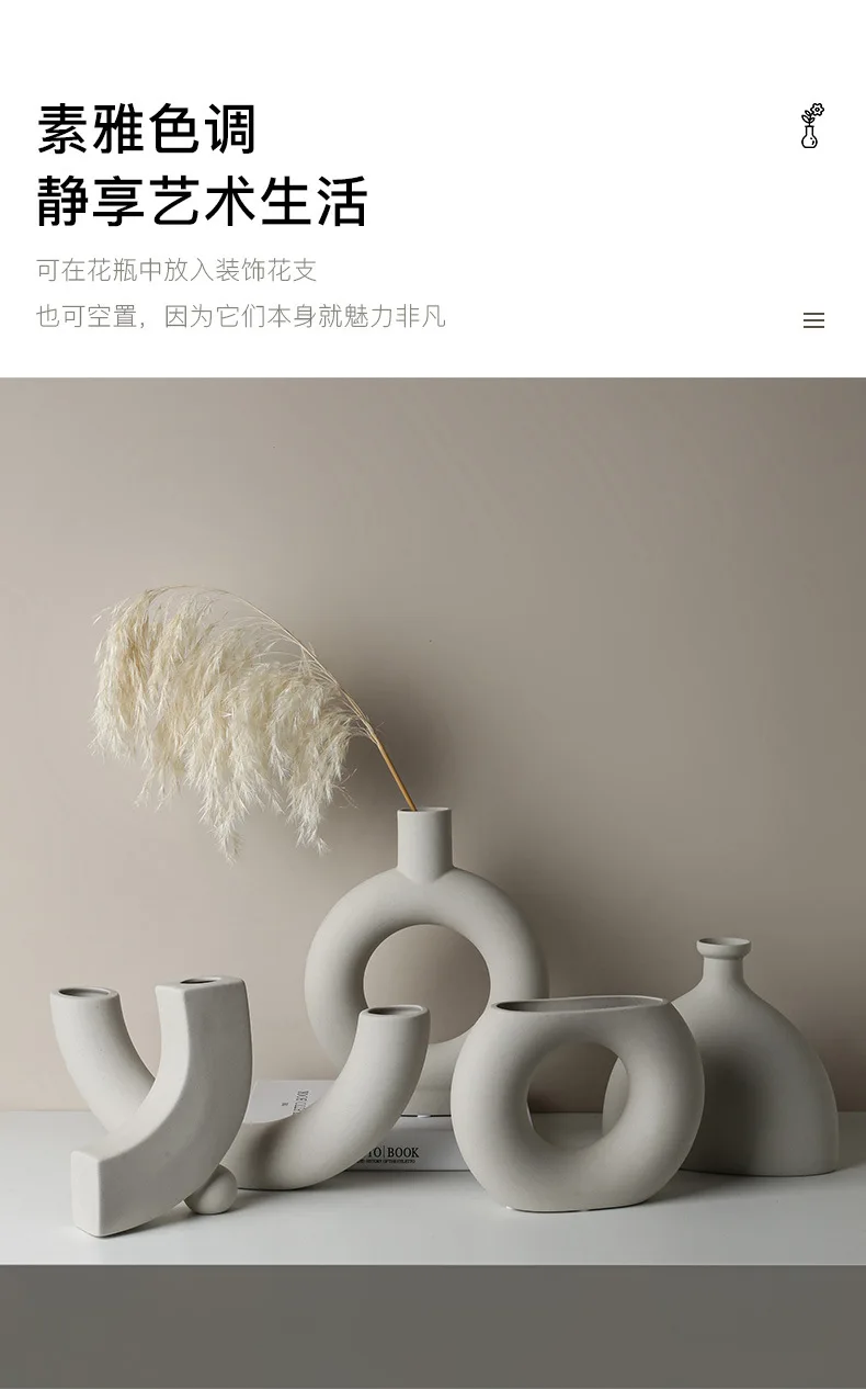 Ins Plain Ceramic Vase Dried Flower Ornament Living Room Creative Home Decoration Flower Ware Plant Pots Decorative Vases Aliexpress