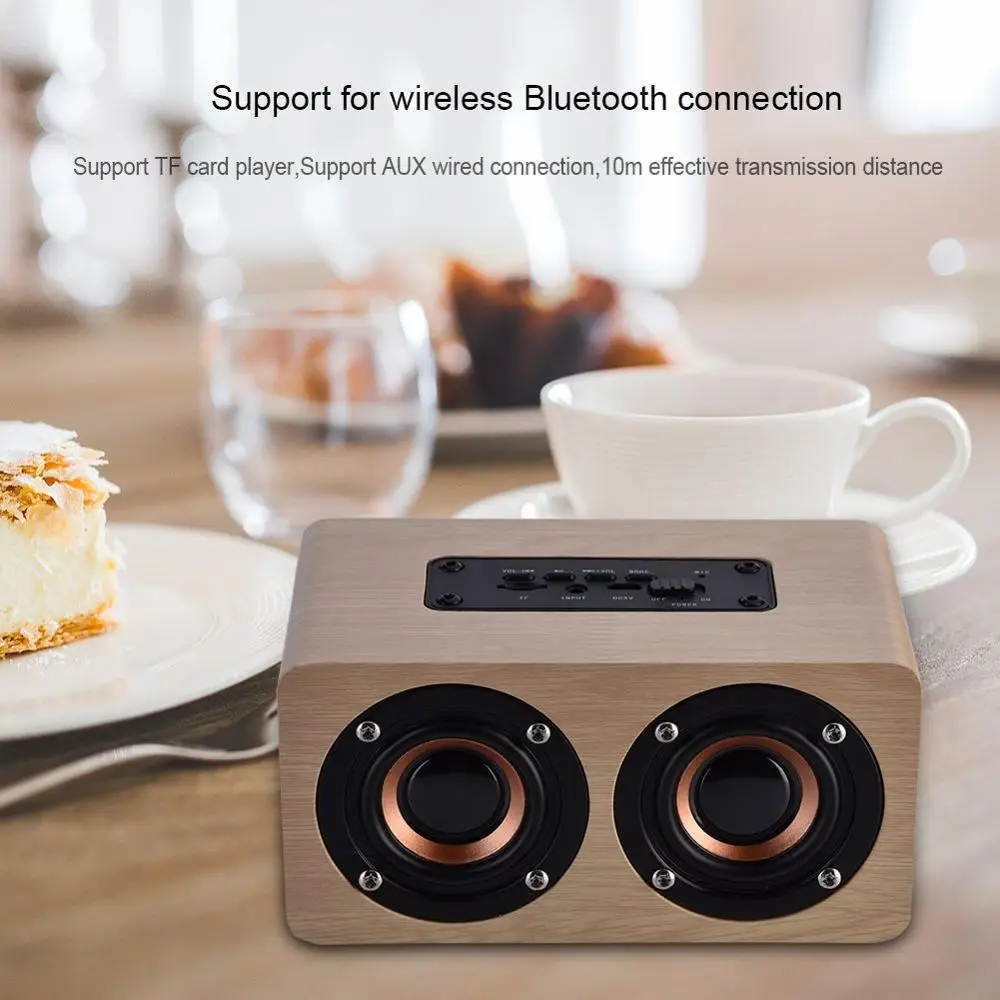 Деревянный беспроводной Bluetooth динамик стерео громкий динамик Портативный hifi шок бас Altavoz TF caixa де сом Саундбар для iPhone