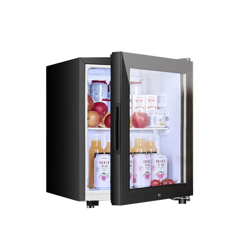 60L Small Refrigerator Single Door Mask Tea Preservation Cabinet Freezer With Transparent Glass Doors For Home And Office