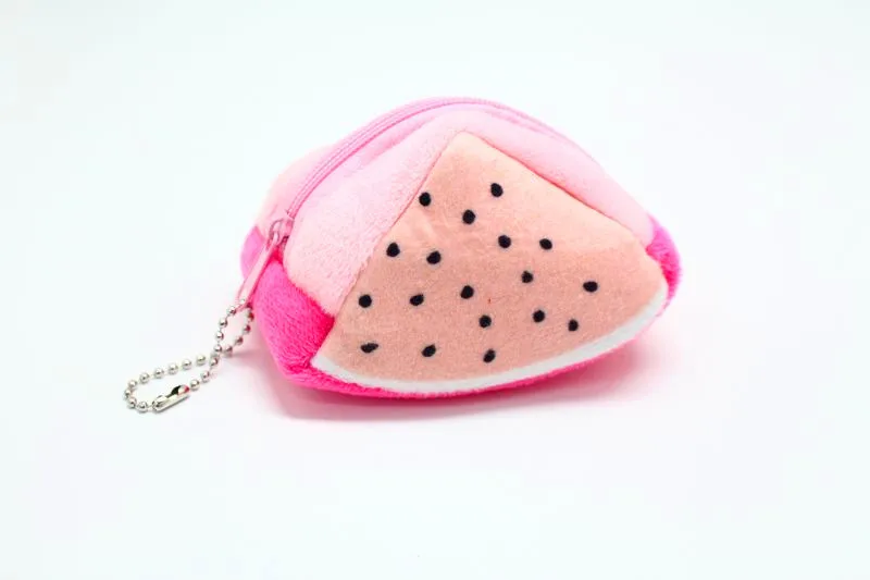 

New Style Holiday Gift Creative Plush Stereo Triangular Fruit Purse Coin Bag Key Hanging Decoration
