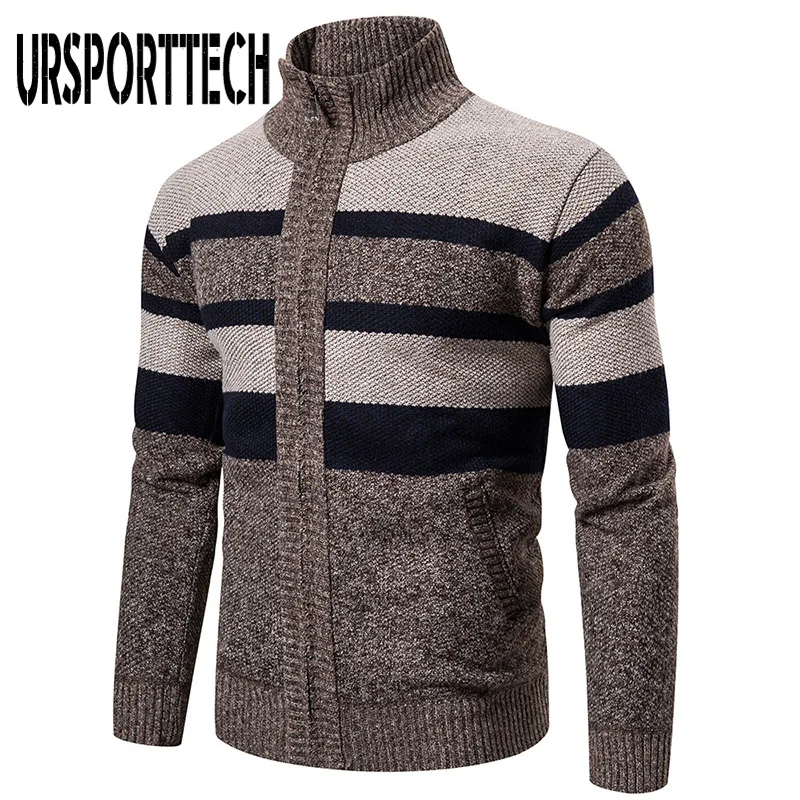 Mens Cardigan Knitted Sweater Jumpers Turtleneck Zipper Plus-Size Casual Long-Sleeve