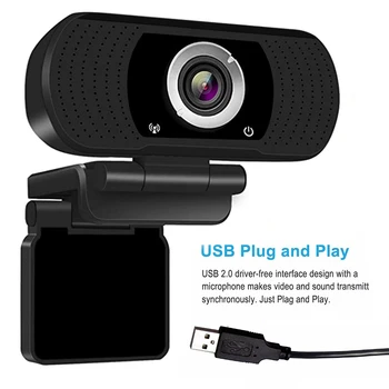 

HD 1080P Webcam Mini Computer PC WebCamera with Microphone Rotatable Cameras for Live Broadcast Video Calling Conference Work