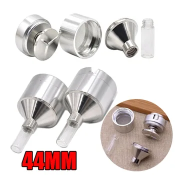 

4.4x10.7CM Metal Powder Grinder Spice Hand Mill Funnel with Snuff Glass Bottle