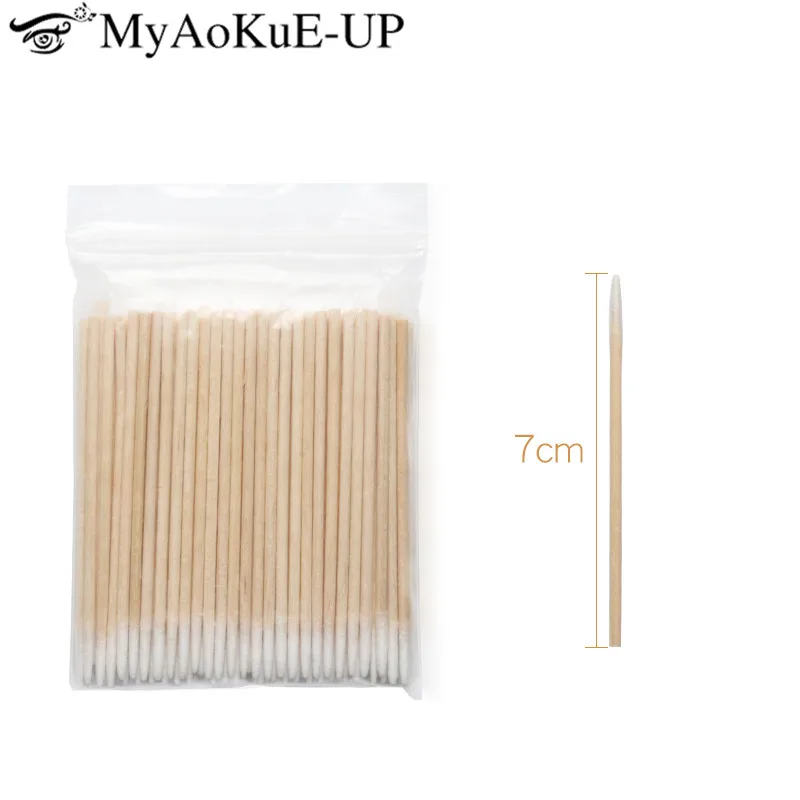 Disposable Wood Cotton Swabs 300pcs Ultra-small Lint Free Micro Brushes Eyelash Extension Tools