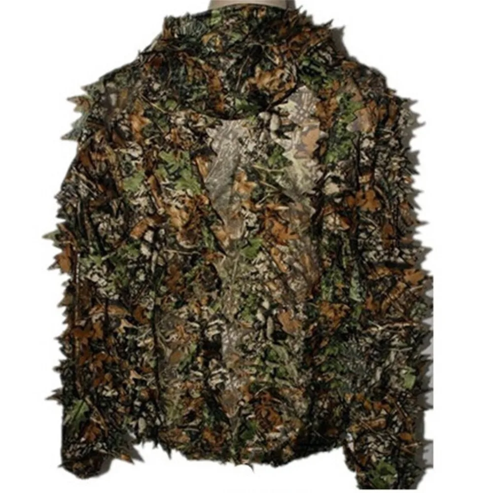 3D Leaves Camouflage Poncho Cloak Stealth Suits Outdoor Woodland CS Game Clothing Universal for Hunting Shooting