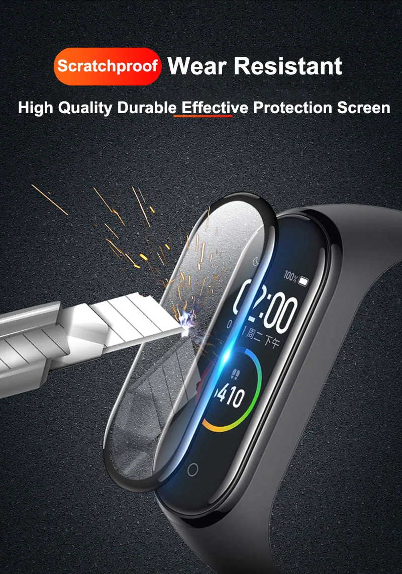 9H Wide Curved Edge Full Coverage For Xiao Mi Band 4 5 6 Soft Clear Protective Film For mi band Screen Protector Guard Not Glass