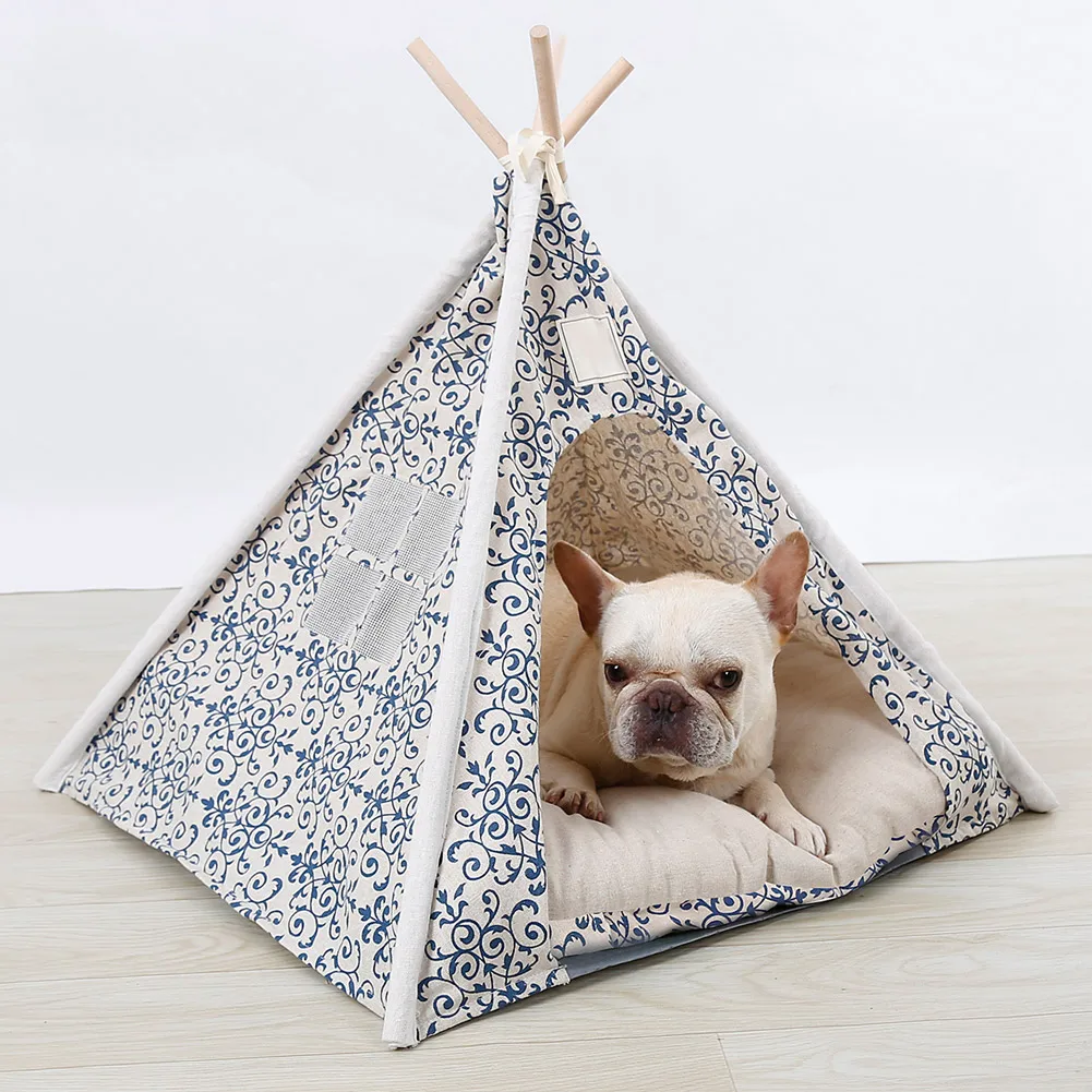 

HOT Pets Teepee Dogs Cats Rabbits Bed Oxford Cloth Linen Portable Pet Tents Houses LSF99