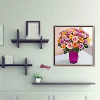 

5D DIY Full Drill Diamond Painting Flower Cross Stitch Mosaic Craft Kit Wall Art for Household Living Room Wall Ornament