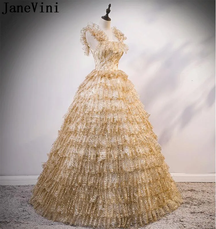 JaneVini Blingbling золотые блестки пышные платья Принцесса бальное платье без рукавов длинный день рождения выпускного вечера вечерние милые 16 платье