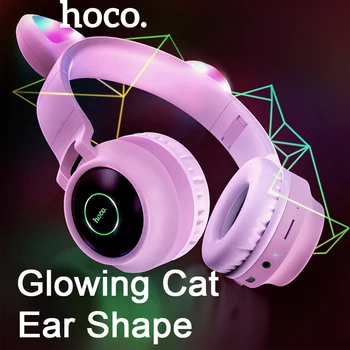 

HOCO Cute Cat Wireless Bluetooth Headphones girl Headset for iPhone Android phone PC Headset Stereo Bass Headphones LED Light