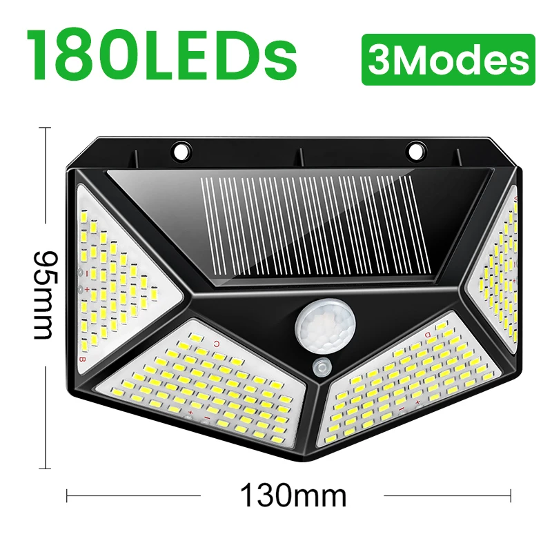 180 Solar LED Light Outdoor Solar Lamp with Motion Sensor Light LED Solar Light Outdoor Sunlight  Street Lamp for Garden Outside solar pool lights Solar Lamps