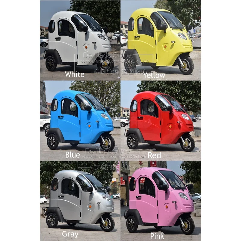 3 Wheel Mini Car Trike Passenger ebike Motorcycle Adults Mobility Scooter Battery Vehicle Tricycle Full Closed Electric Bike