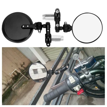 

Universal Motorcycle Mirror Aluminum Black 22mm Handle Bar End Rearview Side Mirrors espejos retrovisores para moto