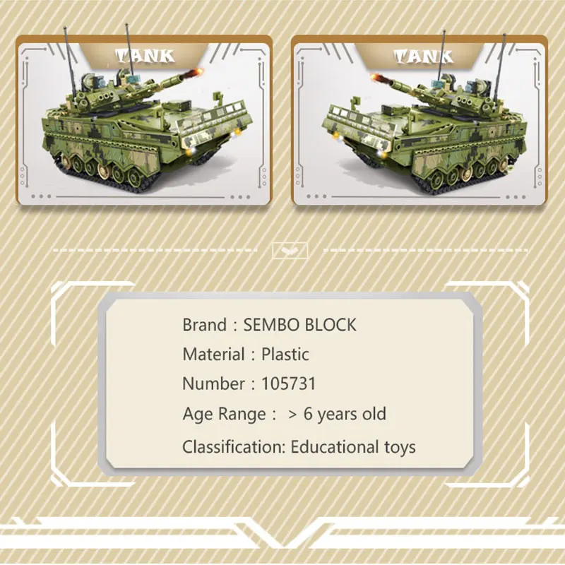 SEMBO военный боевой автомобиль Танк Panzer модель игрушки Кирпичи техника грузовик