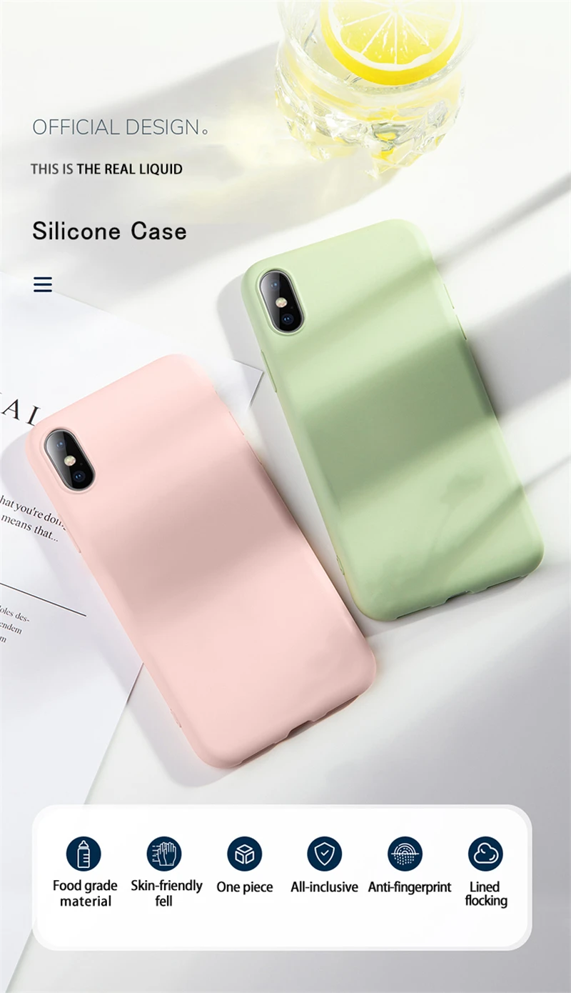 Тонкий мягкий чехол для iPhone 7, 8, 6, 6s Plus, жидкий силиконовый чехол, карамельный цвет, Coque Capa для iPhone X, Xs, 11 Pro, Max, XR