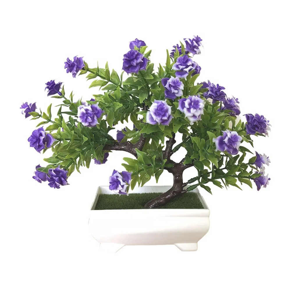 purple blue Мода Моделирование цветок розовый Роза для домашнего декора балкон Рабочий стол имитация горшков искусственные растения пластиковое украшение - Цвет: purple blue