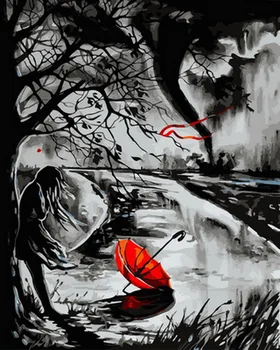 

Unframe diy oil picture oil paintings by numbers figure painting paint by number for home decor 4050cm red umbrella