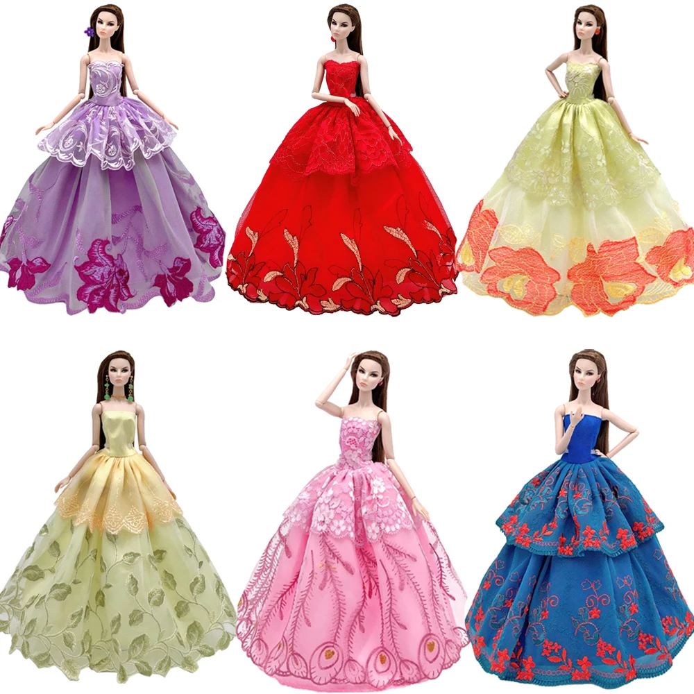 NK One Pcs Doll Princess Wedding Dress Noble Party Gown For Barbie Doll Accessories Handmake Outfit Best Gift For Girl' Doll JJ