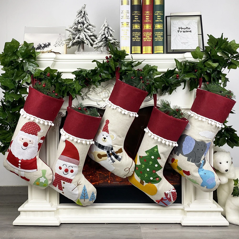 

5PC 2020 Christmas Decoration Christmas Socks Gift bags Children's Christmas Decoration Gifts Socks Christmas Tree Pendants
