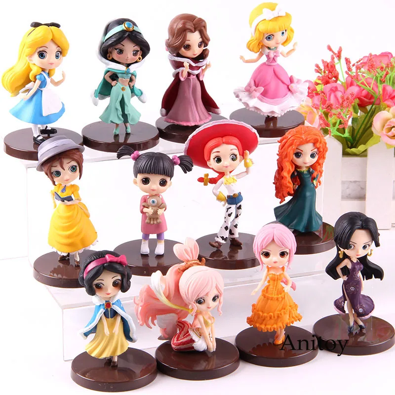 

Q Posket Princess Belle Alice Cinderella Jane Jessie Merida Boo Snow White Princess Action PVC Figures Toys Dolls Gift 3pcs/set