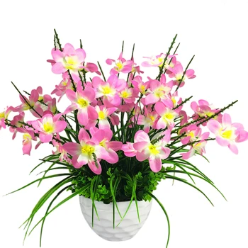 Artificial Flowers Plant Fake Bouquet Silk Flower Artificial Orchid Butterfly Orchid for Party Home Wedding Festival Decoration