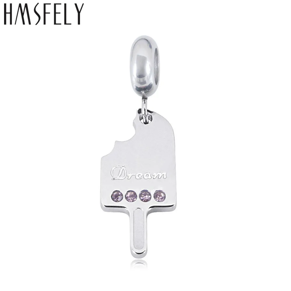 

HMSFELY Popsicles Shape Pendant For DIY Bracelets Necklace Jewelry Making Accessories Bracelet 316L Stainless Steel Dangles 4pcs