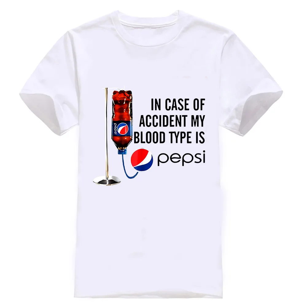 Черный чехол с надписью «My Blood type Is Pepsi», футболка в стиле Харадзюку С S-3Xl - Цвет: Белый