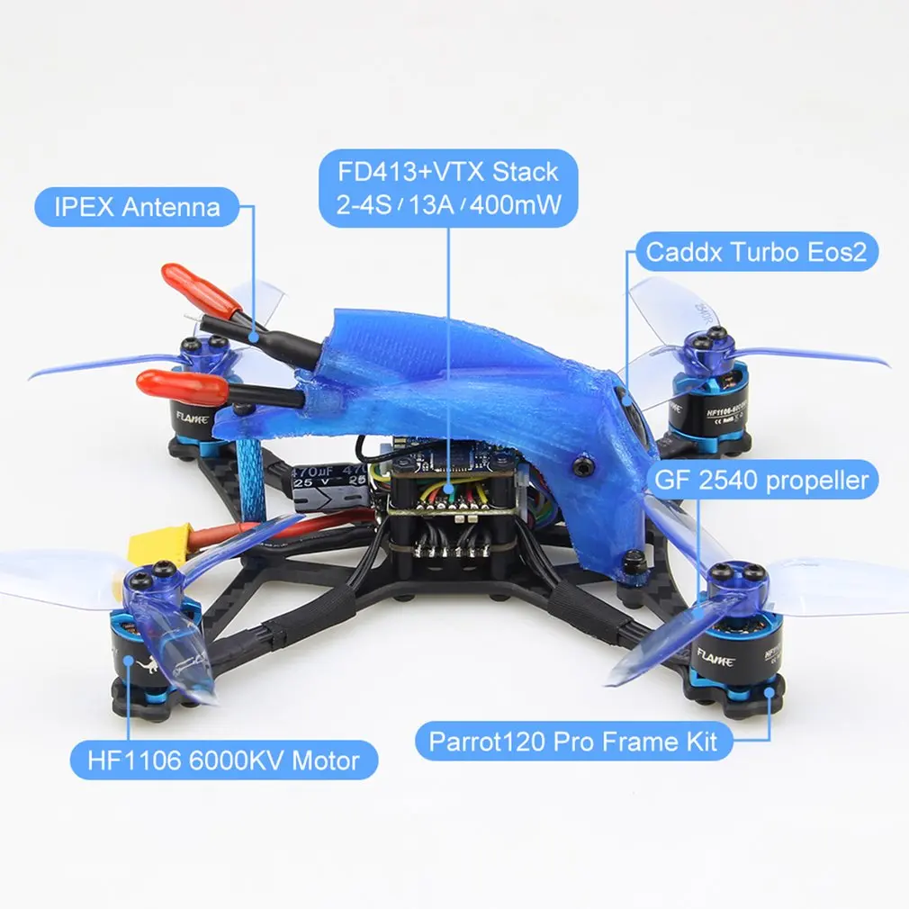 HGLRC Parrot120 Pro PNP 2,5 дюймов зубочистка FPV гоночный Дрон с 6000кв бесщеточный двигатель FD13A 4 в 1 ESC Micro VTX Stack