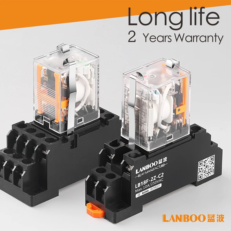

LANBOO HH52P MY2NJ Relay Coil General DPDT Micro Mini Electromagnetic Relay Switch with Socket Base LED AC 220V DC 12V
