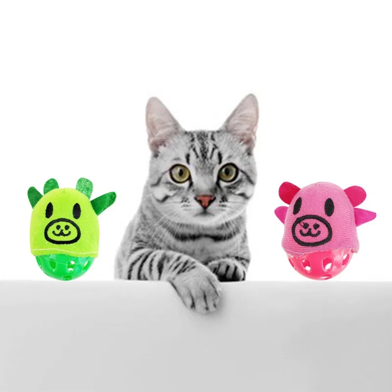 NewPet двусторонний мяч колокольчик Игрушка для кошек котята Жевательная устойчивая к царапинам игрушка в форме животного чистка зубов мяч