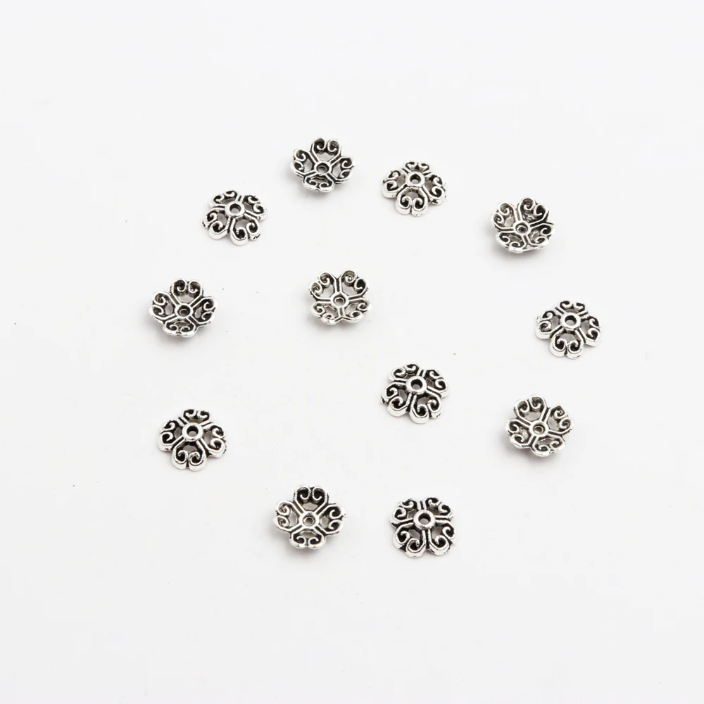 50 Stück Antikes Kupfer Silber Bronze Gold Vier Blütenblätter mit Löchern Form Coherer Spacer Legierung Perlenkappen für Schmuck DIY handgefertigt – Detail 7