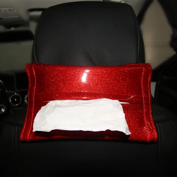 Bling PU кожаный автостайлинг коробка для салфеток Алмазная Хрустальная корона автоматическая коробка для салфеток