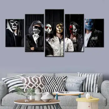 

Poster Prints Hollywood Undead musicians Wall art Painting 5 Piece Canvas Art Wall Pictures For Living Room Home Decor