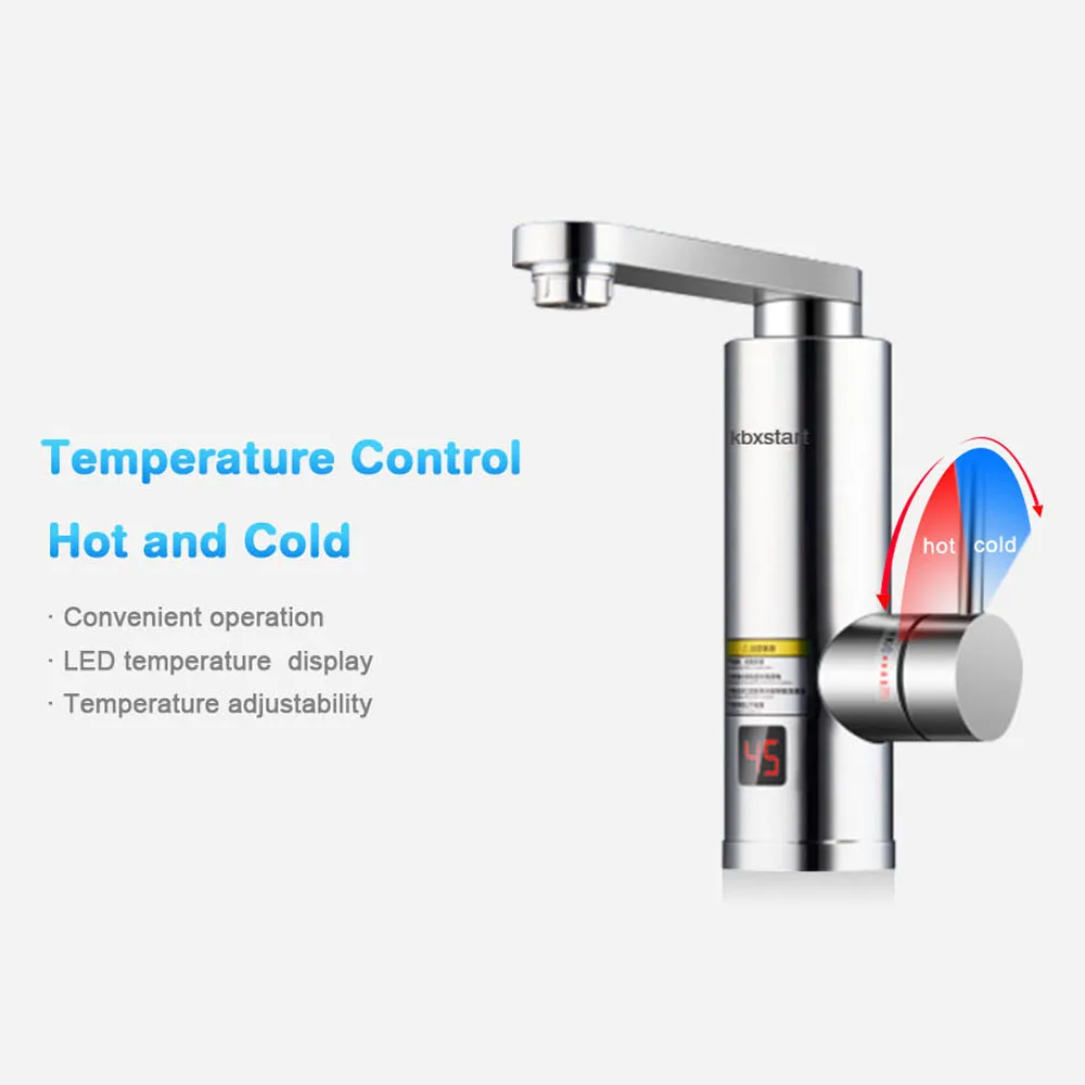 Кухонный Мгновенный Электрический кран с сенсорным управлением, мини-нагреватель горячей воды, душевой кран с регулируемой температурой, светодиодный дисплей, 3000 Вт, 220 В