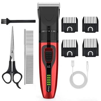 

Dog Clippers, Dog Grooming Clippers Kit Low Noise Pet Hair Clippers USB Rechargeable Cordless Pet Grooming Kit