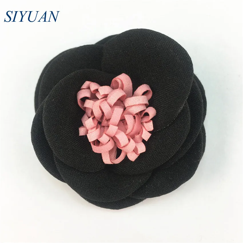 2-black 5 шт./лот 2,4 ''цветок из пеньковой ткани с заколкой для волос цветок из мешковины в рулоне с тканевой стойкостью Женские аксессуары для корсажа TH260 - Цвет: 2-black