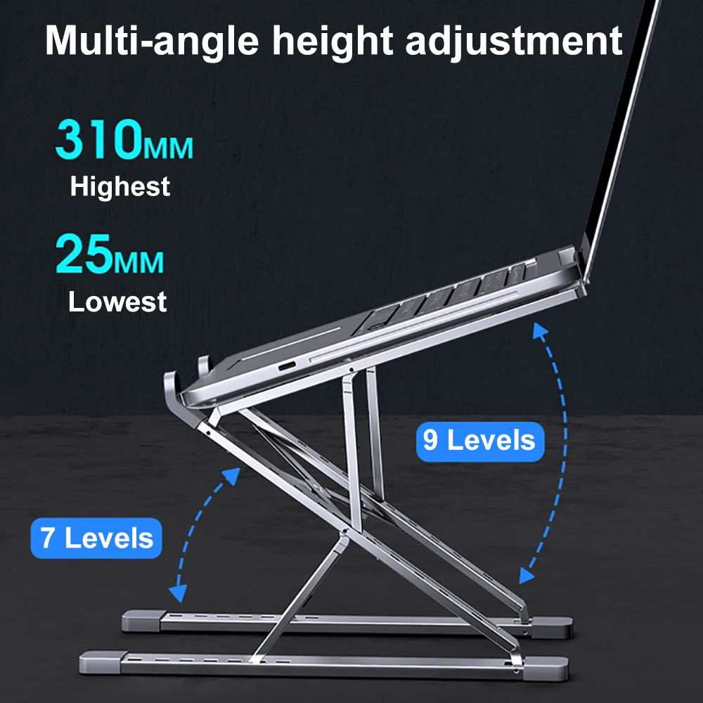 Ajustável do Portátil de Alumínio para Macbook Suporte de Mesa Almofada de Resfriamento Suporte do Portátil Suporte para Notebook Suporte Computador Ipad Tablet Notebook Base Mesa pc - Imagem 2