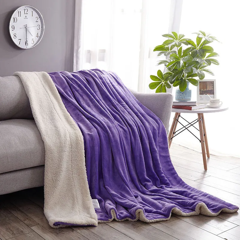 Однотонное розовое кашемировое одеяло из овечьей шерсти, толстое фланелевое одеяло для кровати, зимнее пушистое одеяло, покрывало, пушистое Флисовое одеяло - Цвет: 5