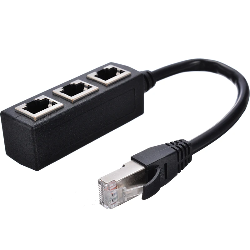 

New 1 to 3 Socket LAN Ethernet Network RJ45 Plug Splitter Extender Adapter RJ-45 Male to Female Computer Cable Connector