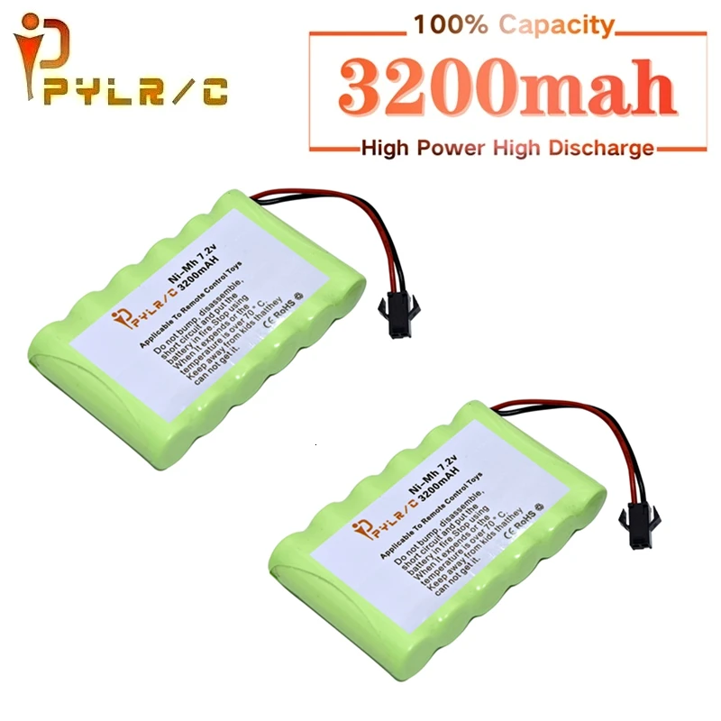 7.2v 3200mah Rechargeable Battery For Rc toys Cars Tanks Robots Gun AA NI-MH Pack Boats With SM Plug |
