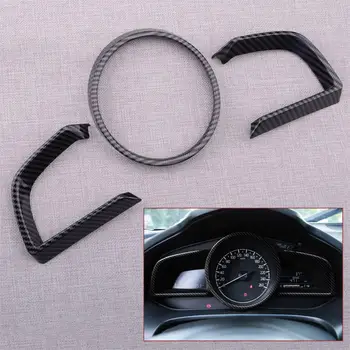 

New 3pcs/set Carbon Fiber Look Dashboard Interior Instrument Frame Trim Fit For Mazda 3 Sedan Hatchback 2018 2017 2016 2015 2014