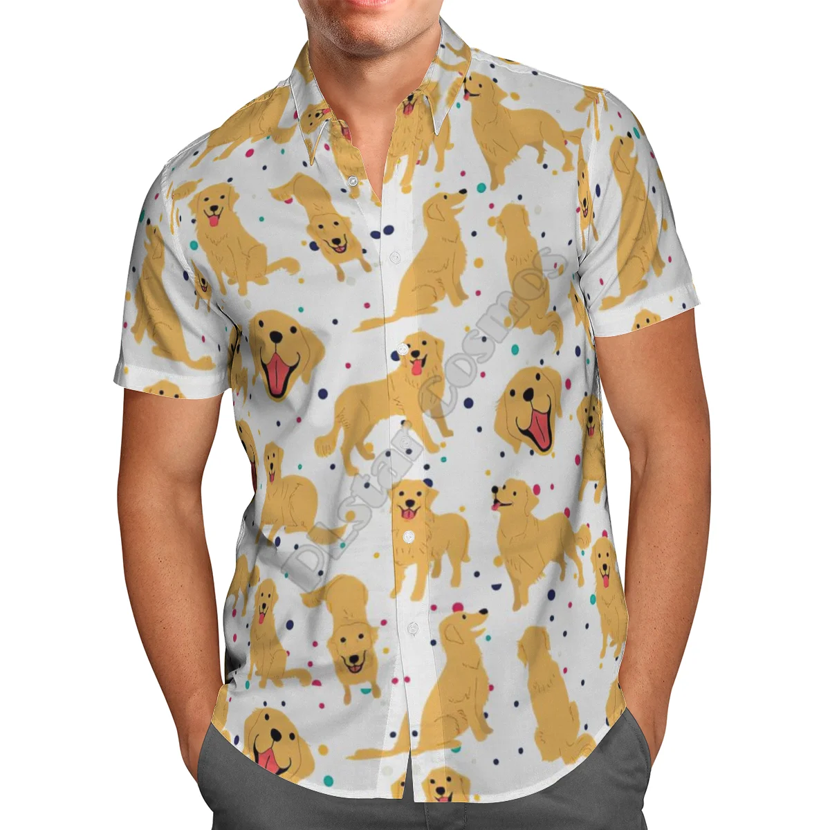 Hawaii Shirt Hawaiian beach Summer Funny Golden Retriever 3D Printed Men's Shirt Harajuku Tee hip hop Casual shirts 08