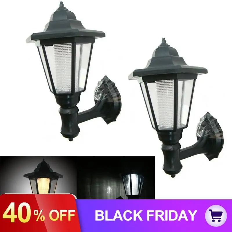

2Pcs Outdoor Solar Garden LED Lamp Green Power Building Wall Path Hanging Lights