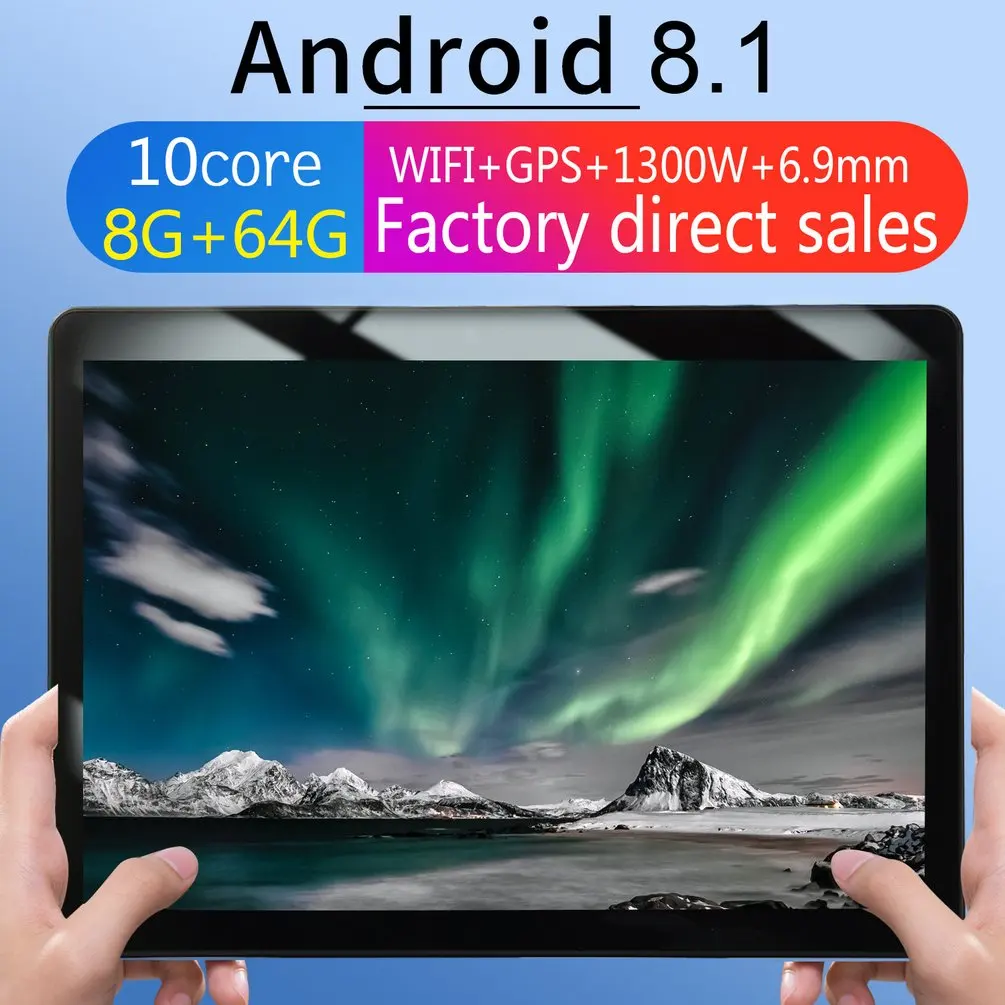 

KT107 Round Hole Tablet 10.1 Inch HD Large Screen Android 8.10 Version Fashion Portable Tablet 8G+64G Black Tablet Black EU Plug