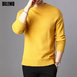2019 новый модный брендовый свитер для мужчин, пуловеры, облегающие вязаные джемперы с круглым вырезом, теплая Осенняя повседневная одежда в