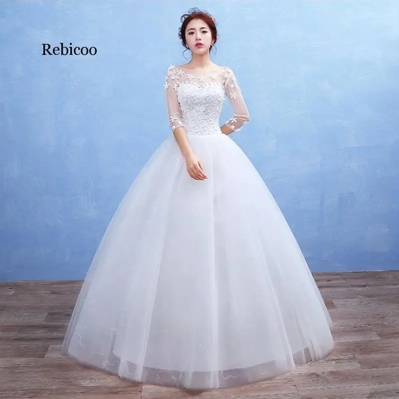 

Rebicoo Embroidery Lace New Princess Bridal Marriage Gown Bride Simple Party Events Long Luxury Wedding Dresses