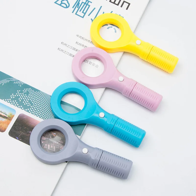 

With LED Light Magnifying Glass Handheld Pocket Magnifiers Loupe Glass Multifunctional Currency Detector 3x Magnifier 35MM